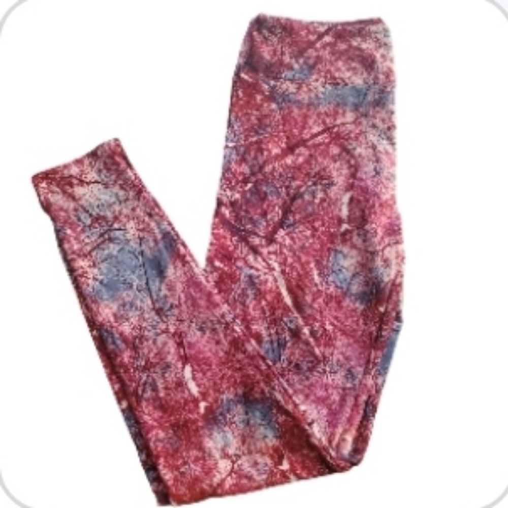 Lularoe OS 2-10 pink blue cherry blossom leggings NEW
